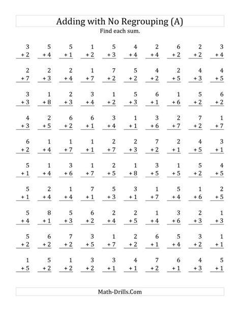 Check spelling or type a new query. 100 Single-Digit Addition Questions with No Regrouping (A ...