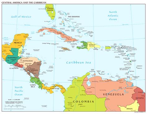 Large Scale Political Map Of Central America And The Caribbean 2012