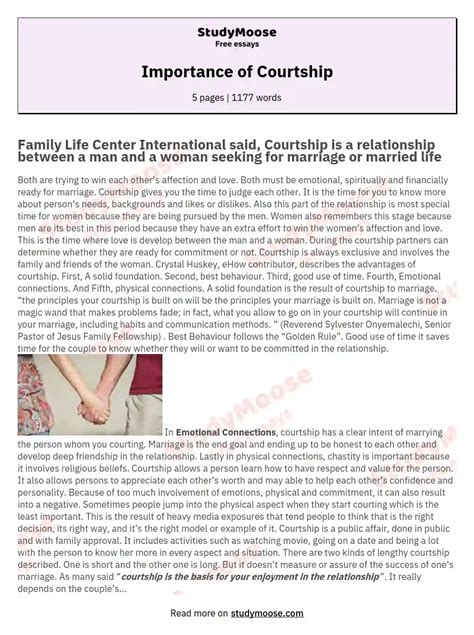 Courtship Introduction Essay Dating And Courtship