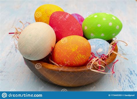 Painted Easter Eggs Greeting Card Of Traditional Christian Holiday