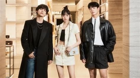 Bts V Blackpinks Lisa And Bogum Pose Together At Celine Pop Up See