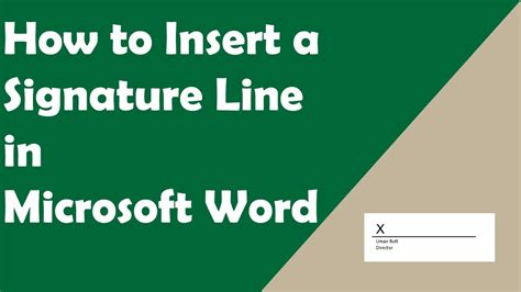 How To Insert A Signature Line In Microsoft Word Youtube