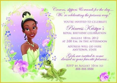 Free Princess Tiana Invitation Template Of Princess And The Frog