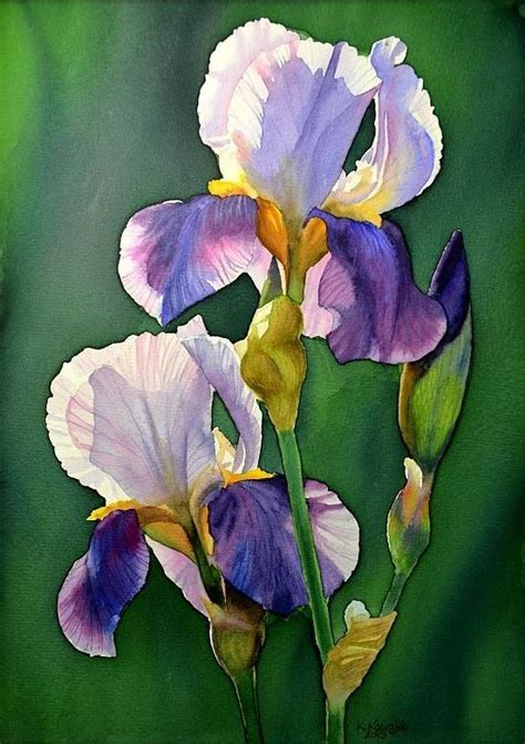 Purple Irises Watercolor Watercolor Painting