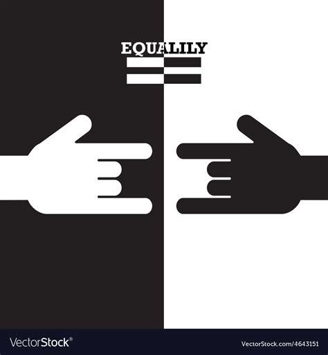 Black And White Hand With Equality Concept Vector Image