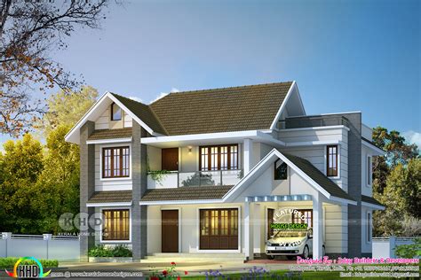 4 Bedroom Sloped Roof House In 2900 Sq Feet Kerala House Design Idea