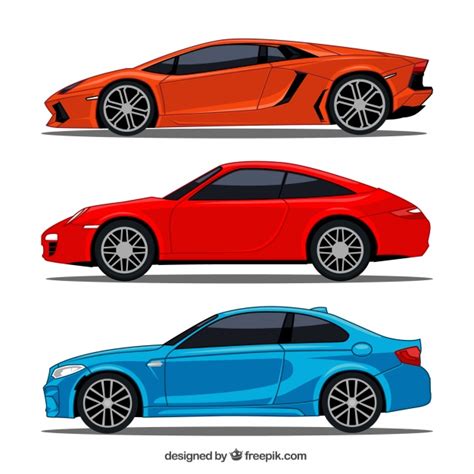 Enamorados imagenes a lapiz de anime; Flat collection of three sports cars Vector | Free Download
