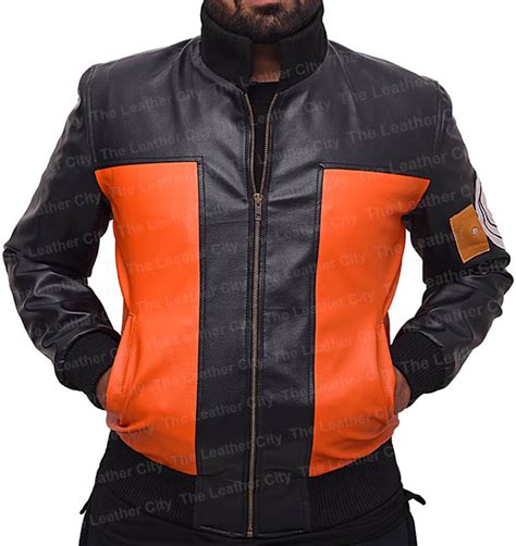 Naruto Uzumaki Costumes Orange Bomber Leather Jacket Tlc