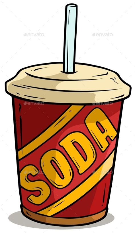 Cartoon Plastic Cup Of Soda Drink With Straw Soda Drink Soda Cup Soda