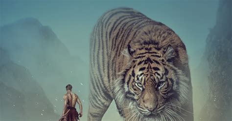 Man And The Big Tiger Photoshop Manipulation Tutorial Compositing Rafy A