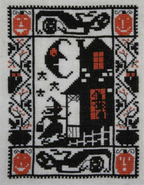 Halloween cross stitch chart and free embellishment. 10 Halloween Cross Stitch Patterns