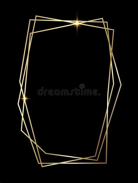 Golden Shiny Glowing Polygonal Frame Isolated Over Black Stock Vector Illustration Of Blank