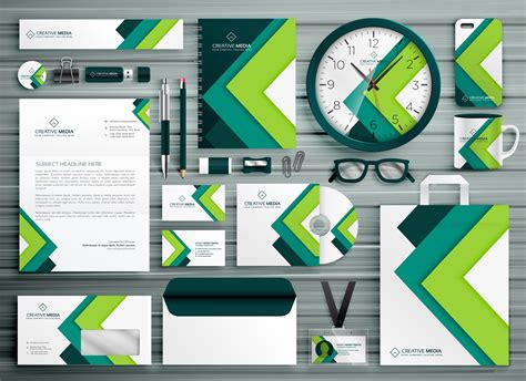 Corporate Business Stationery Template Set Mockup Design With Gr