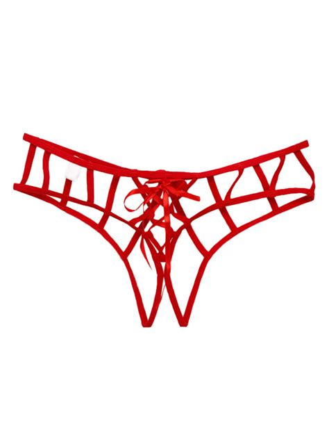 Women Sexy Panties Cut Out Bows Nylon Lingerie