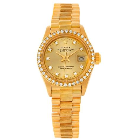 Rolex President Ladies 18k Yellow Gold Diamond Watch 6927 Swisswatchexpo