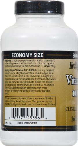 Research has demonstrated that vitamin d supports bone muscle immune colon and breast health.* take this vitamin d3 10 000 iu certified organic vitamin d supplement with food. Kroger - Healthy Origins Vitamin D3 10000 IU Softgels ...