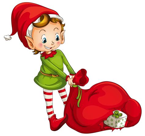 Christmas Elf With Santa Bag Clipart Lutin De Noel Clipart Elfe