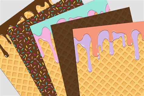 Ice Cream Cone Digital Paper Pack Graphics Craft Design Linkedgo Vinyl