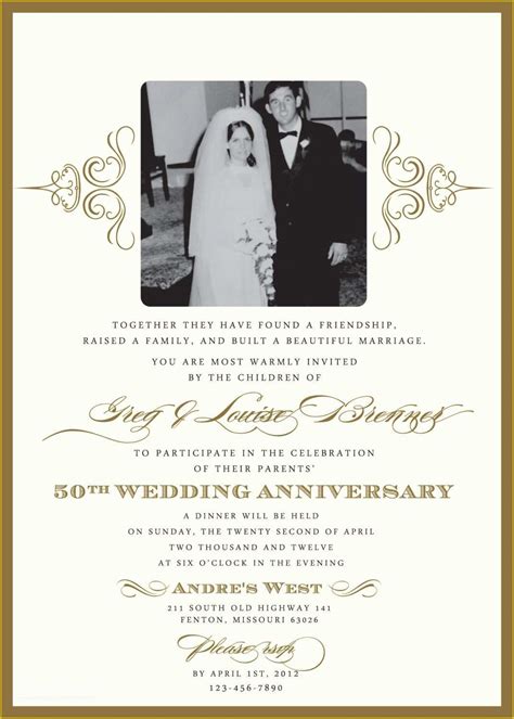 Free Printable 50th Wedding Anniversary Invitation Templates Of 50th