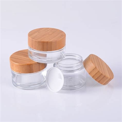 50ml Glass Jar With Bamboo Lid For Cosmetic Packaging China Bamboo Bottle And Acrylic Bottle