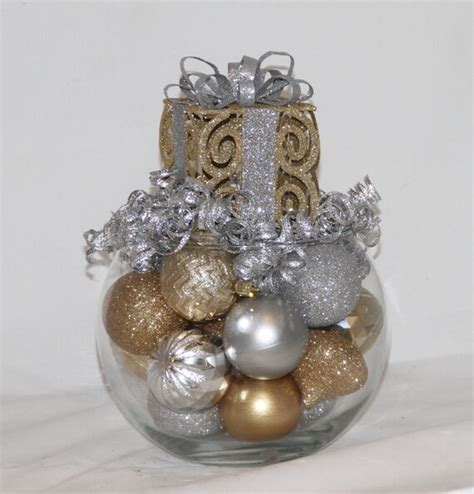 Items Similar To Silver And Gold Christmas Centerpiece Holiday Home