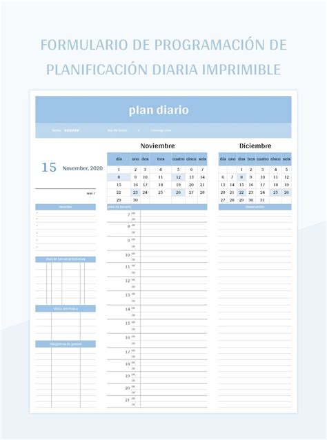 Plantilla De Excel Formulario De Programación De Planificación Diaria