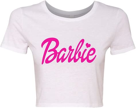 Barbie White Crop T Shirt With Barbie Pink Lettering And A Heart Amazonca Clothing And Accessories