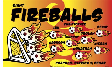Giant Fireballs B59272 Digitally Printed Vinyl Soccer Sports Team