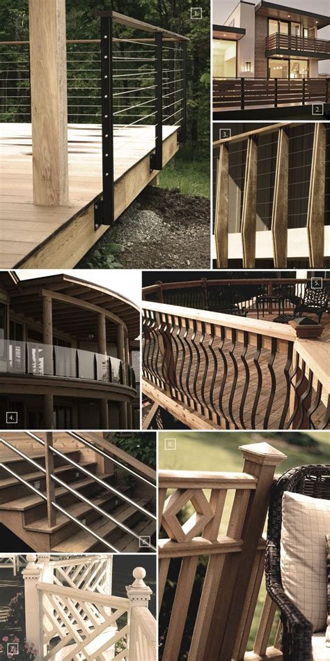 Several Pictures Of Different Types Of Railings And Balconies