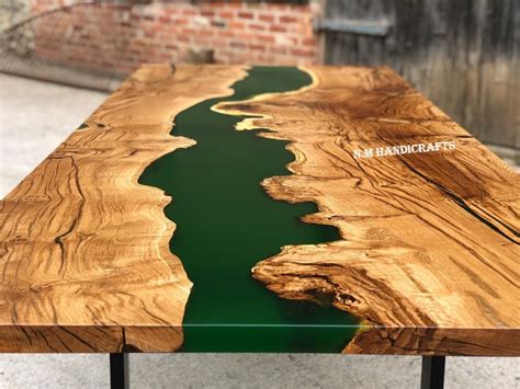 Royal Oak Wood Epoxy Resin River Table Top Dining Table Etsy