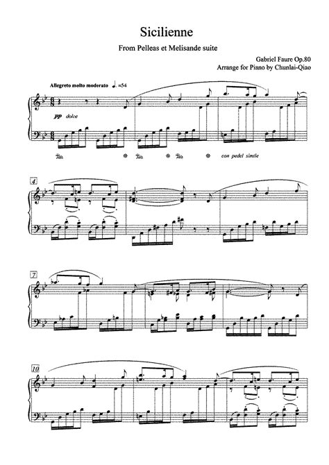 Sicilienne Op78 Fauré Gabriel Imslp Free Sheet Music Pdf Download