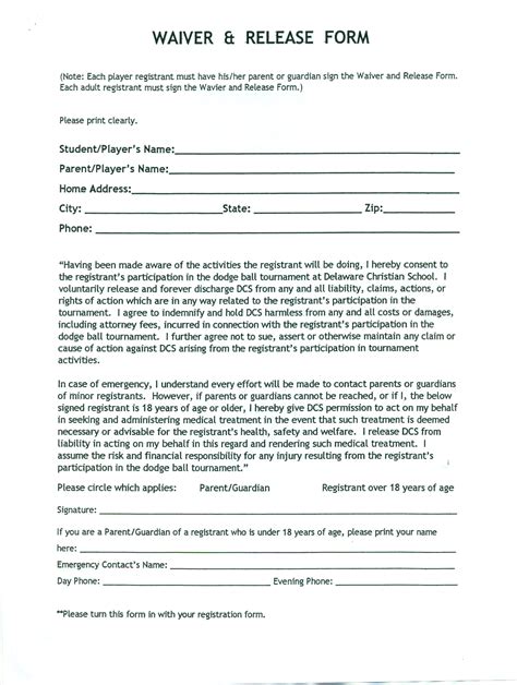 Release Waiver Template Free Printable Documents