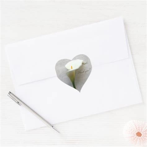 Calla Lily On Old Handwriting Thank You Heart Sticker Zazzle