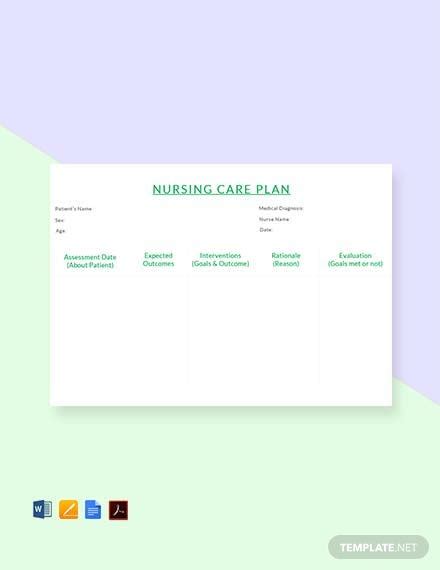 FREE Nursing Care Plan Templates PDF Word Google Docs Apple