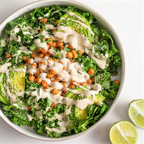 Tahini Kale Salad With Chickpeas And Avocado