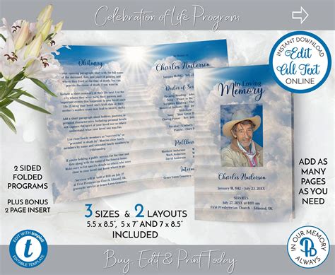 Stairway to Heaven Funeral Program Obituary Template - Etsy | Funeral
