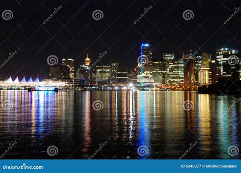 Downtown Vancouver At Night Stock Image Image Of Canada Bldg 5348877