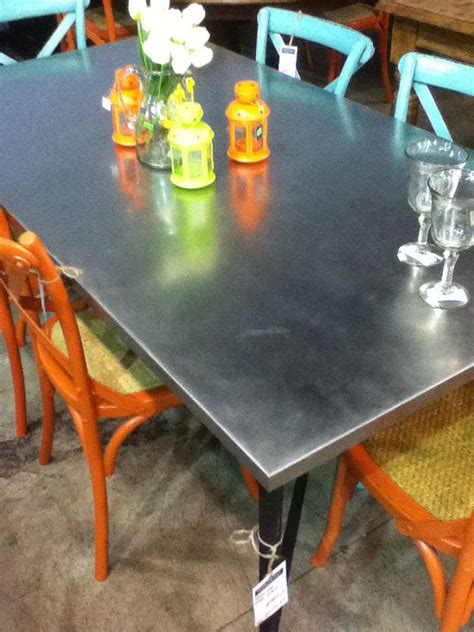 Looking to spruce up your dining area? Stainless steel topped table! | Dining table, Dining room ...