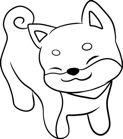 Shiba Dog Cartoon Animals Doodle Kawaii Anime Coloring Page Cute