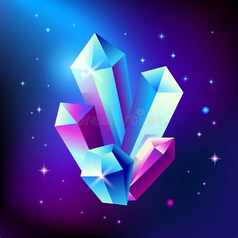 Abstract Trendy Cosmic Poster With Crystal Gems And Pyramid Geometric