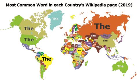 Most Common Word In Each Countrys Wikipedia Page 2019 R