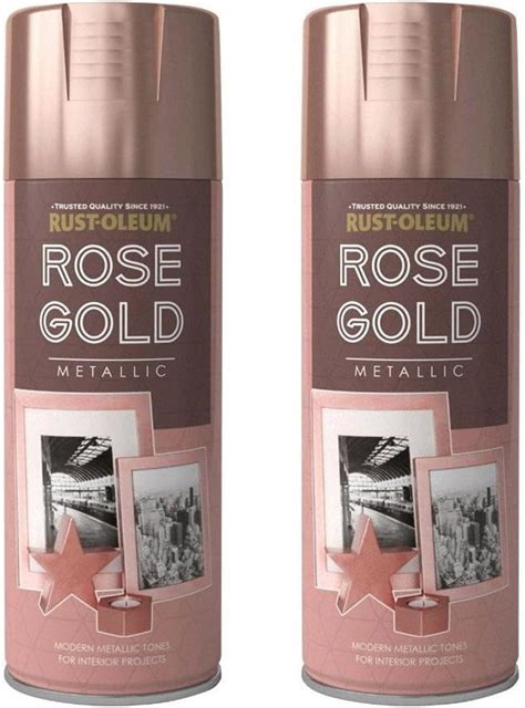2 X Rust Oleum 400ml Metallic Finish Spray Paint Rose Gold