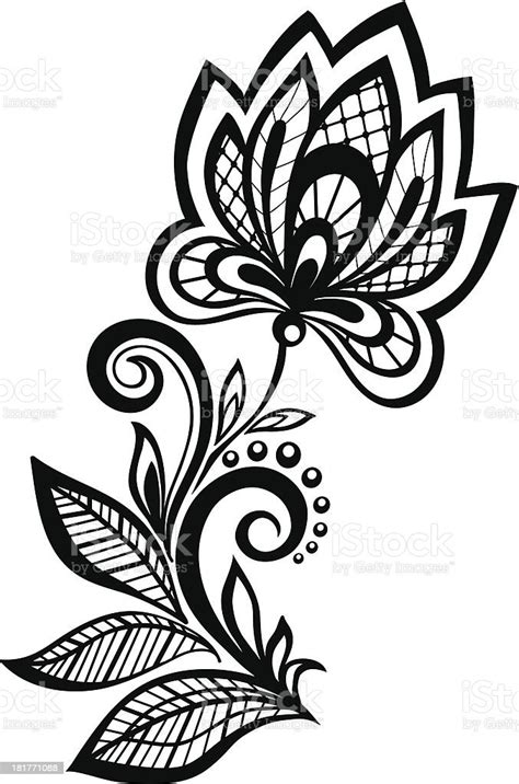 black and white floral pattern design element stock illustration download image now abstract