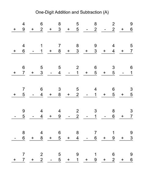 Free Printable Basic Addition And Subtraction Worksheets