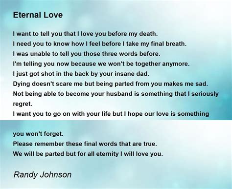 Eternal Love By Randy Johnson Eternal Love Poem