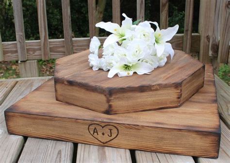 Rustic Wedding Wooden Cake Stand Set Of Octagon Square Etsy