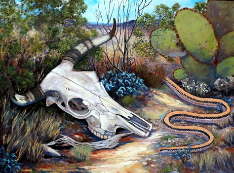 Skull Desert Scene Painting By M Diane Bonaparte