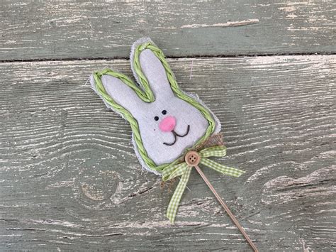 Green Fabric Easter Bunny Head Pick Keleas Florals