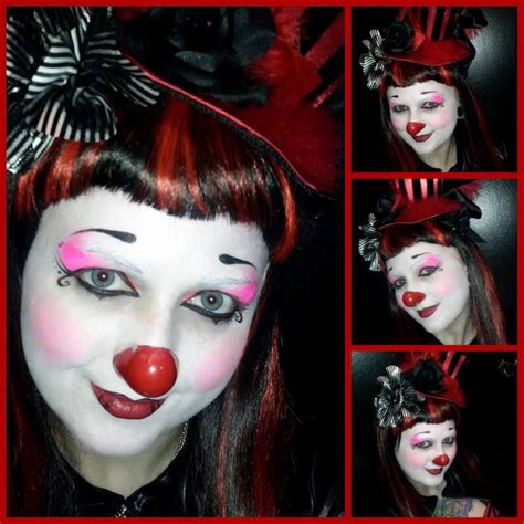 kitsune clown payasita payasa jester white face makeup gothic red black circus female