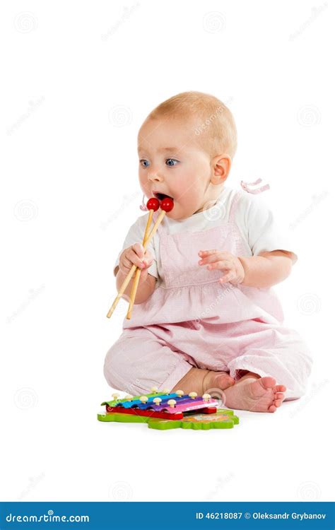 Baby Playing With Xylophone Stock Image Image Of Creativity Cute